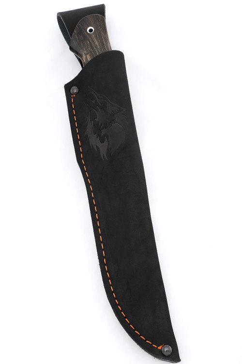 Нож Клык сталь ХВ5 рукоять вставка черный граб, карельская береза коричневая 