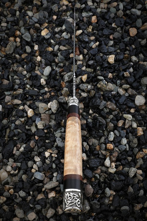 Нож Рыбак 2 S390 мельхиор черный граб карельская береза с крючком 