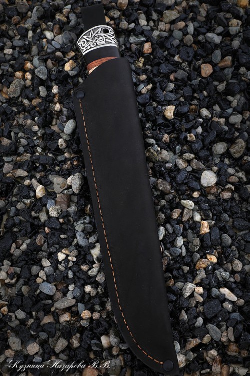 Нож Рыбак 2 S390 мельхиор черный граб карельская береза с крючком 