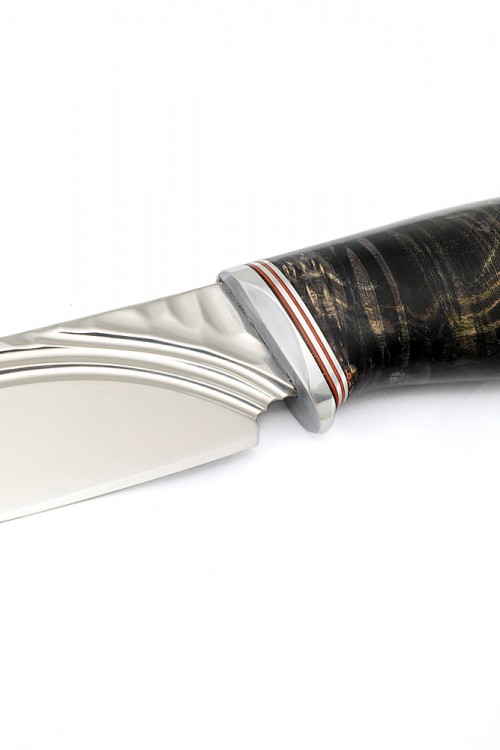 Нож Кабан сталь Elmax фигурные долы камень рукоять кап клена зеленый 