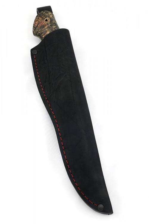 Нож Кабан сталь Elmax фигурные долы камень рукоять кап клена зеленый 