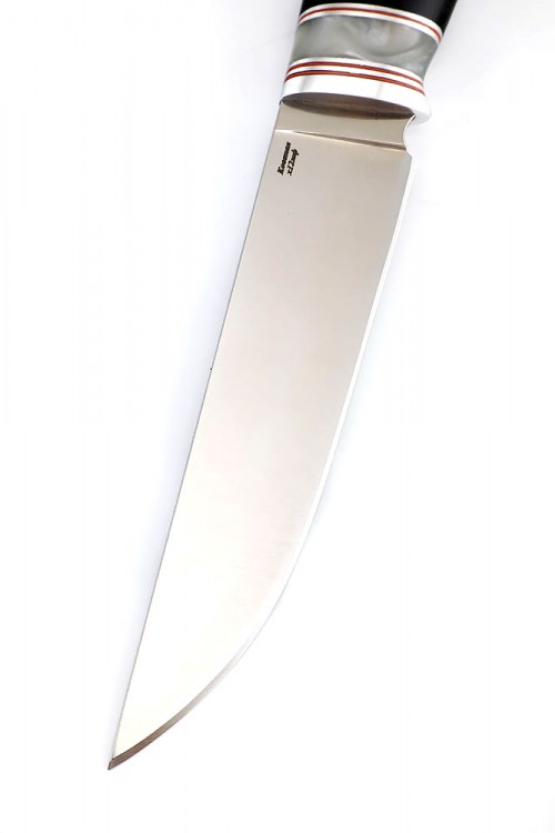 Нож Путник сталь Х12МФ рукоять акрил белый черный граб 