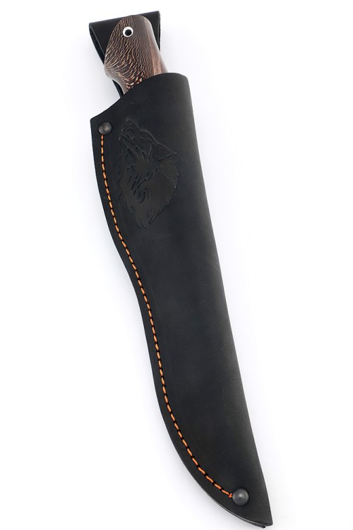 Нож Путник сталь дамаск-долы рукоять кап клена коричневый 