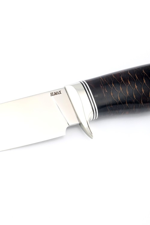 Нож Беркут сталь Elmax рукоять мельхиор, шишка в акриле красная 