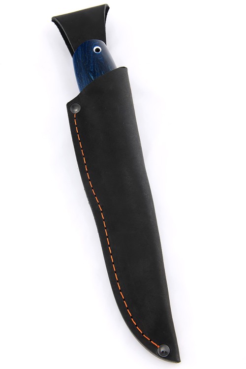 Нож Заяц сталь кованая х12мф рукоять стабилизированная карельская береза синяя 