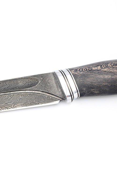 Нож Путник сталь дамаск-долы рукоять кап клена черный 
