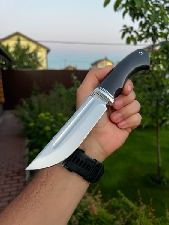 Нож Ящер из кованой стали х12мф рукоять черный граб 