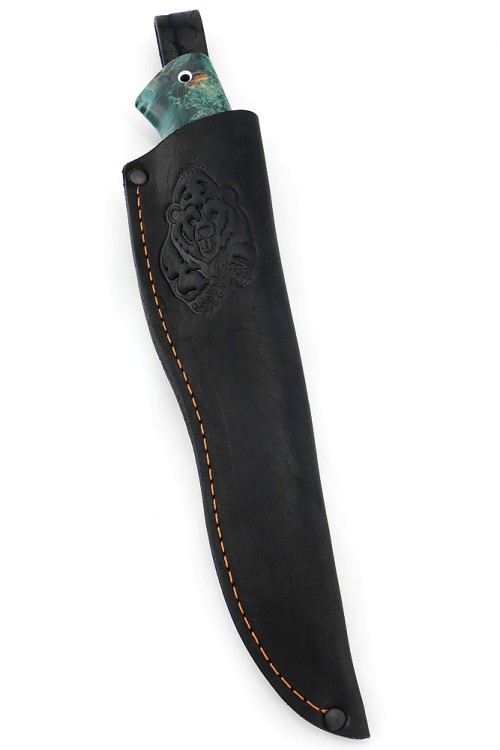 Нож Беркут сталь Elmax рукоять мельхиор, кап клена зеленый 