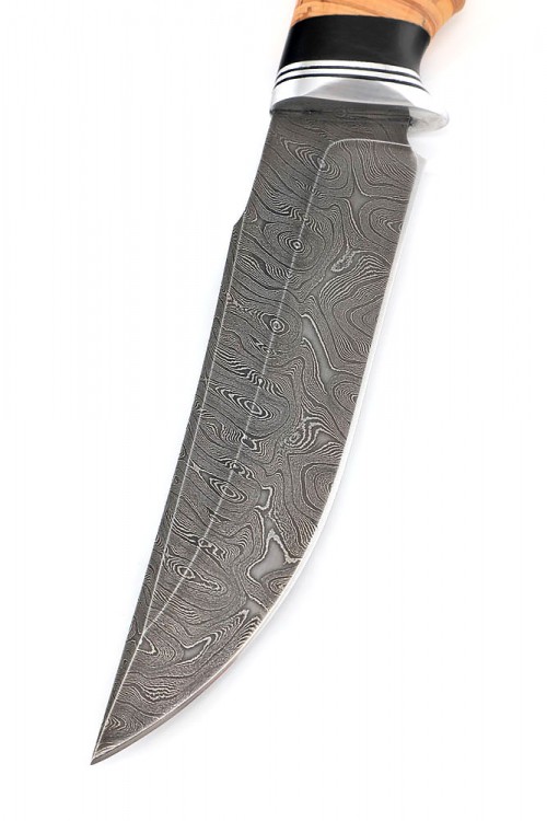 Нож Щучий сталь дамаск рукоять береста 