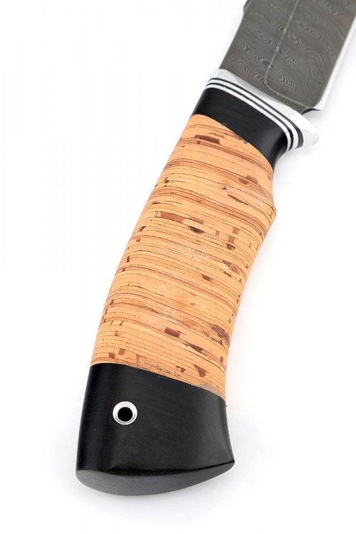 Нож Щучий сталь дамаск рукоять береста 