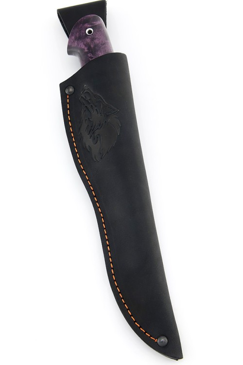 Нож Лось сталь дамаск рукоять карельская береза фиолетовая 