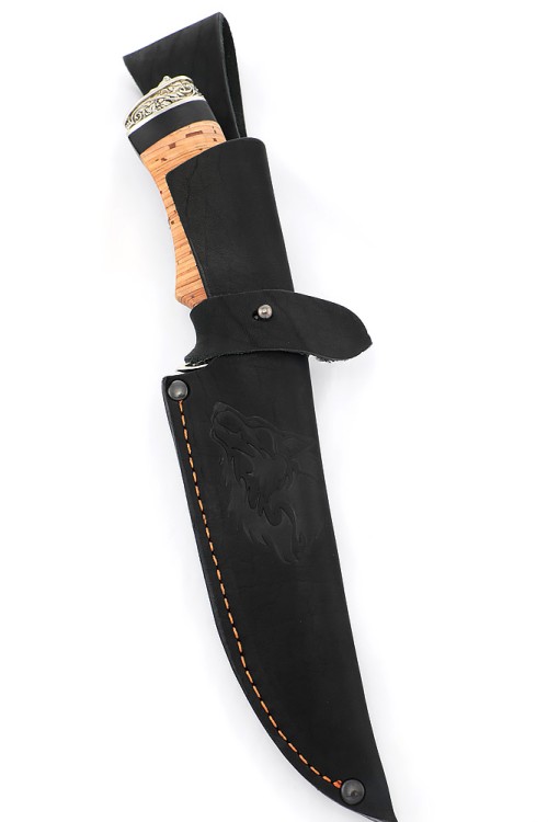 Нож Корсар сталь дамаск рукоять мельхиор, береста 