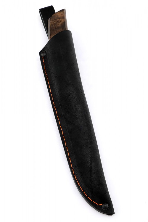 Нож Танто большой дамаск карельская береза коричневая вставка черный граб 