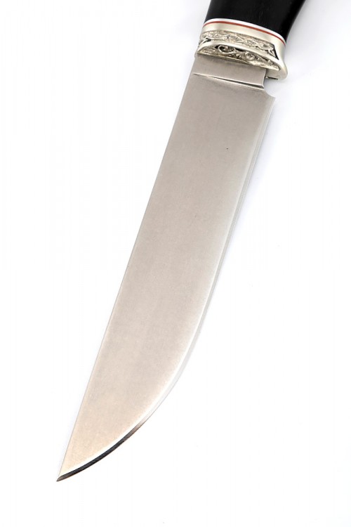 Нож Перун сталь К340 рукоять мельхиор черный граб 