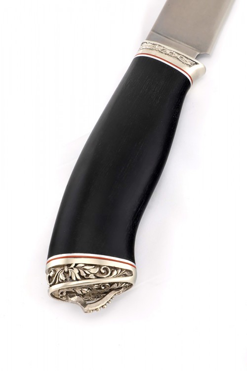 Нож Перун сталь К340 рукоять мельхиор черный граб 