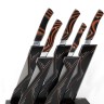 Подставка из черного граба с набором из 5 ножей (K340, G10) 