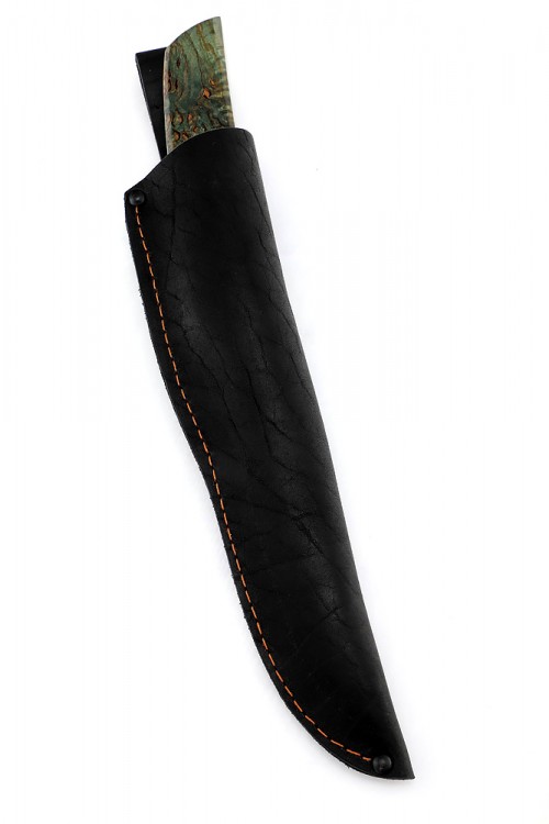 Нож Танто большой дамаск карельская береза зеленая вставка черный граб 