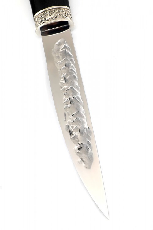 Нож Северный №4 сталь Х12МФ кованый дол рукоять мельхиор черный граб 