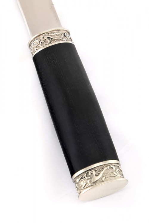 Нож Северный №4 сталь Х12МФ кованый дол рукоять мельхиор черный граб 