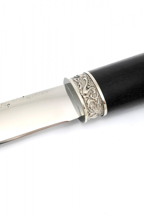 Нож Северный №4 сталь Х12МФ кованый дол рукоять мельхиор черный граб 