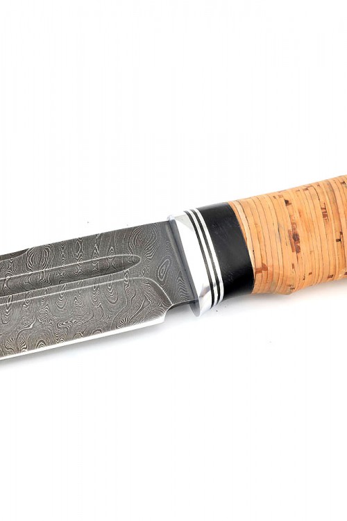 Нож Ящер сталь дамаск рукоять береста 