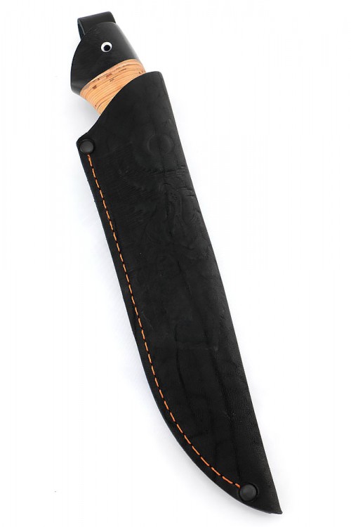 Нож Ящер сталь дамаск рукоять береста 