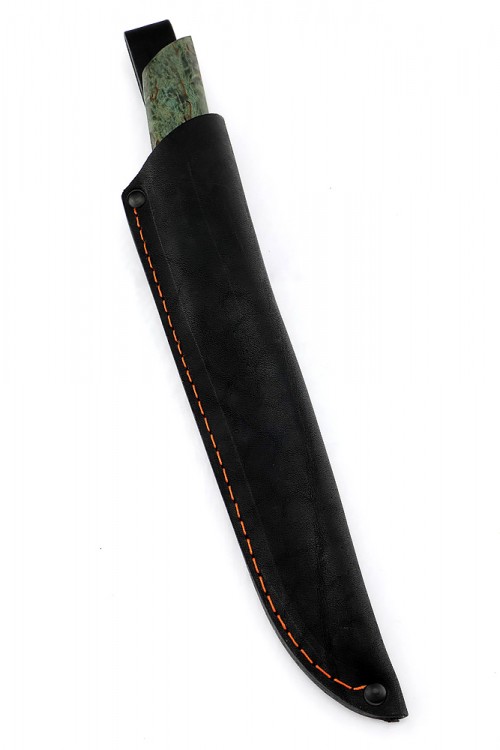 Нож Танто малый дамаск карельская береза зеленая 