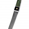 Нож Танто малый дамаск карельская береза зеленая 