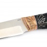 Нож Ястреб сталь К340 рукоять бронза черный граб резной с инкрустацией 