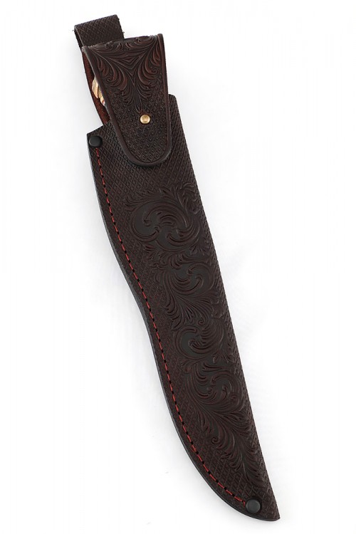 Нож Ястреб сталь К340 рукоять бронза черный граб резной с инкрустацией 