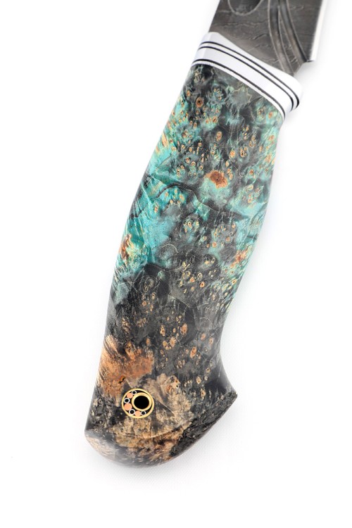 Нож Барс сталь дамаск-долы рукоять кап клена черносиний 