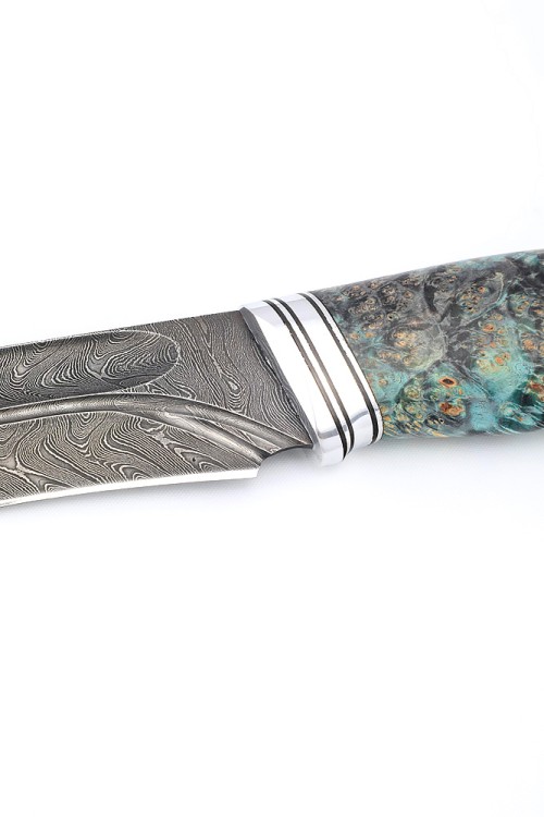 Нож Барс сталь дамаск-долы рукоять кап клена черносиний 