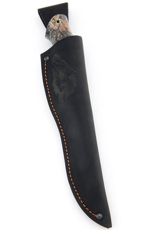 Нож Барс сталь дамаск-долы рукоять кап клена черносиний 