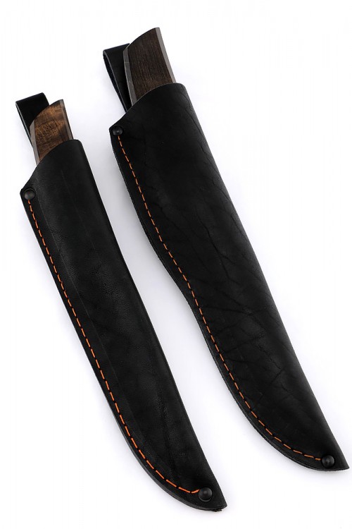 Комплект из 2 ножей "Танто" дамаск карельская береза коричневая 