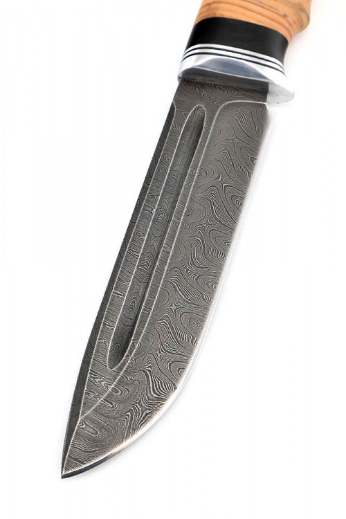 Нож Охотничий сталь дамаск рукоять береста 