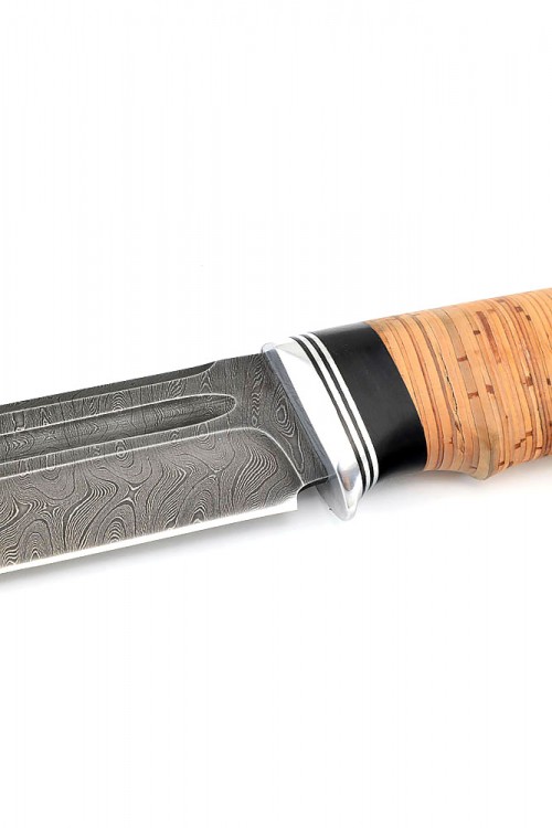 Нож Охотничий сталь дамаск рукоять береста 