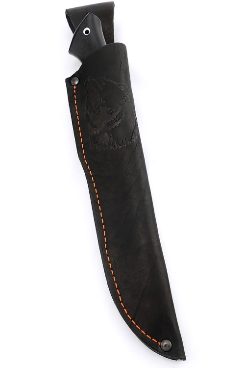 Нож Белуга сталь Elmax рукоять вставка акрил коричневый, черный граб  Нож Белуга сталь Elmax рукоять вставка акрил коричневый, черный граб