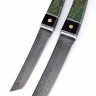 Комплект из 2 ножей "Танто" дамаск карельская береза зеленая 