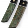 Комплект из 2 ножей "Танто" дамаск карельская береза зеленая 