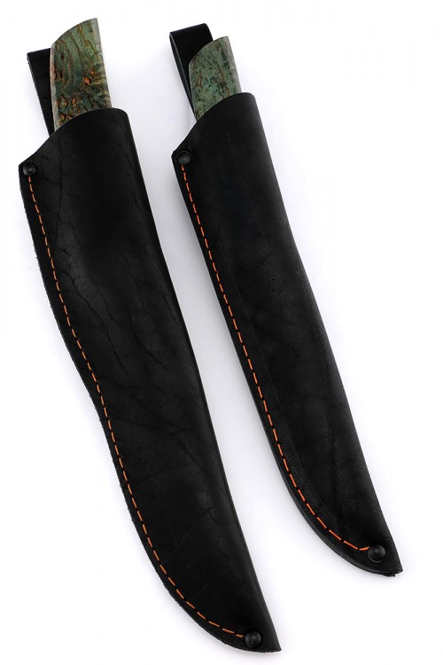 Комплект из 2 ножей "Танто" дамаск карельская береза зеленая 