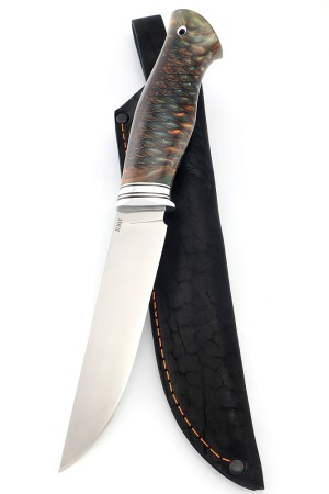 Нож Разделочный сталь Elmax рукоять шишка в акриле коричневая