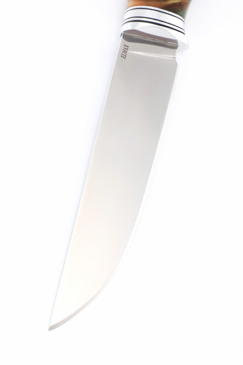 Нож Разделочный сталь Elmax рукоять шишка в акриле коричневая 