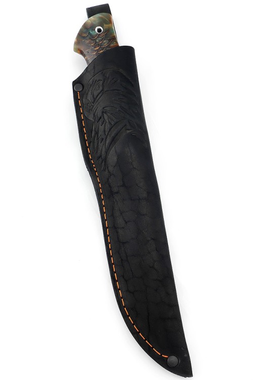 Нож Разделочный сталь Elmax рукоять шишка в акриле коричневая 