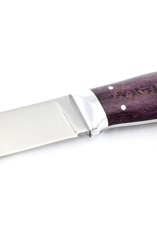 Нож Разделочный сталь N690 рукоять карельская береза фиолетовая, цельнометаллический 