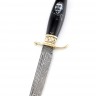 Нож экслюзивный финка НКВД нержавеющий дамаск (скримшоу) ножны из кожи растительного дубления 