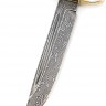 Нож экслюзивный финка НКВД нержавеющий дамаск (скримшоу) ножны из кожи растительного дубления 