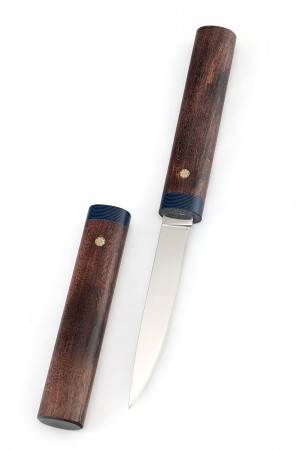Нож "Сигара" кованая сталь Х12МФ карельская береза коричневая деревянные ножны
