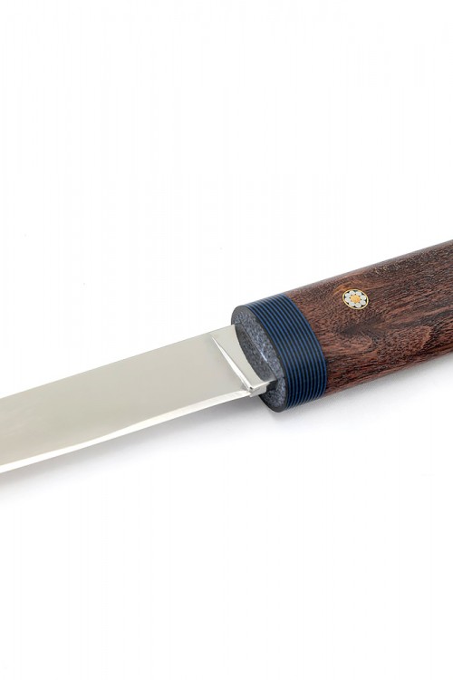 Нож "Сигара" кованая сталь Х12МФ карельская береза коричневая деревянные ножны 