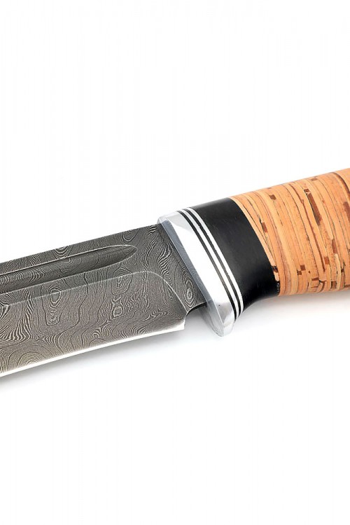 Нож Лось сталь дамаск рукоять береста 