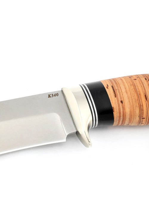 Нож Вятич сталь К340 рукоять мельхиор, береста 